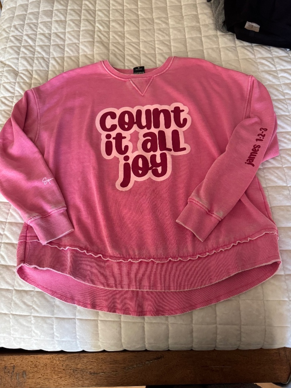 “Count It All Joy” Pink Crewneck Sweatshirt